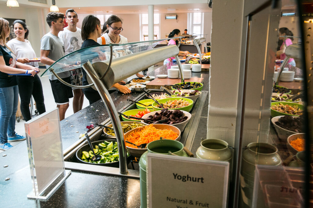 CHS Students collecting food in the Dining Hall 2